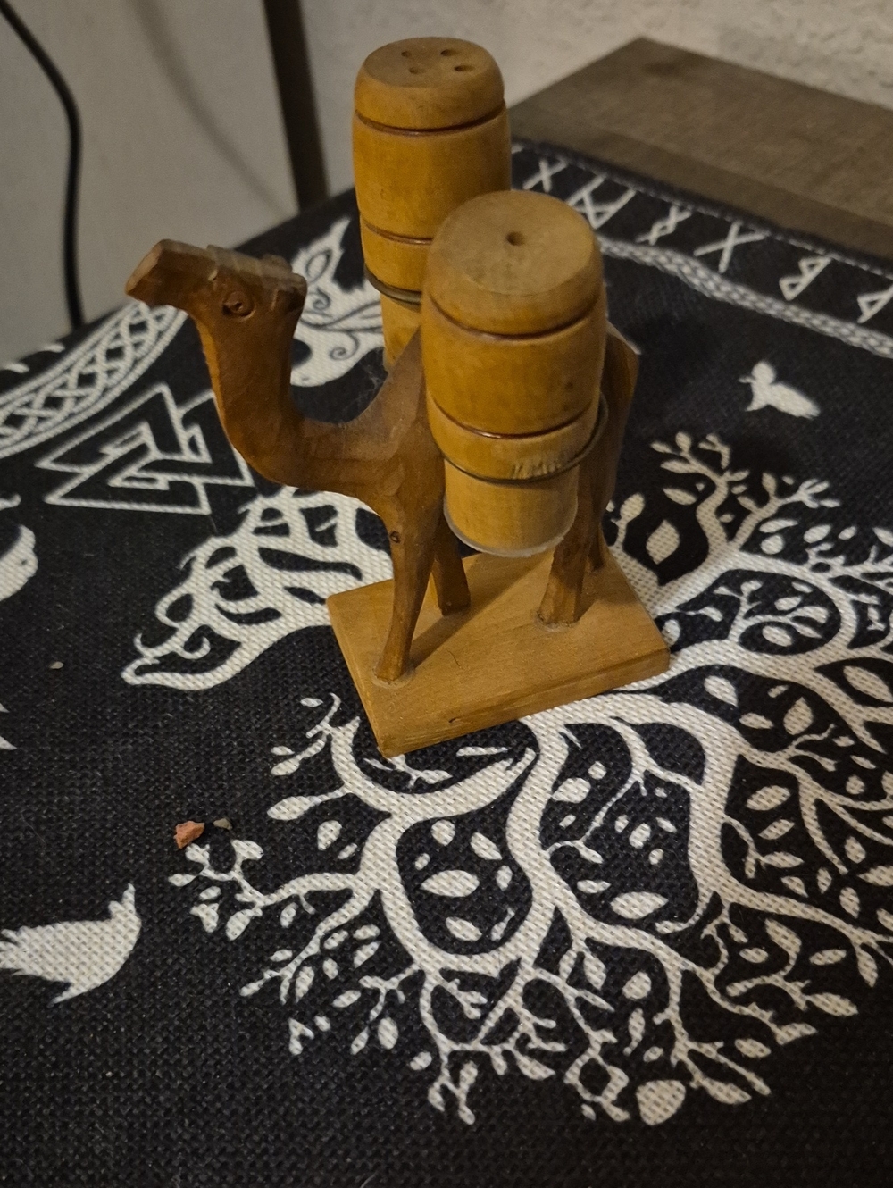 Hand-Carved Wooden Camel Salt & Pepper Shakers